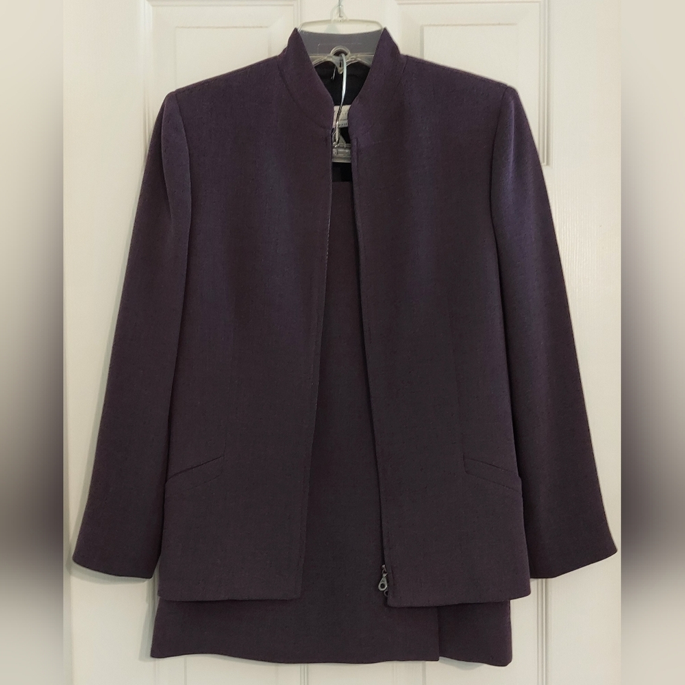 GARFIELD & MARKS | 4P 2PC DEEP PURPLE HEATHER SUIT JACKET/SKIRT. VINTAGE Y2K.